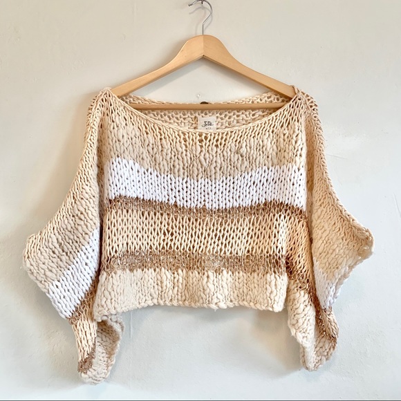 Free People Cropped Knit Sparkle Oversized Sweater - Picture 7 of 14